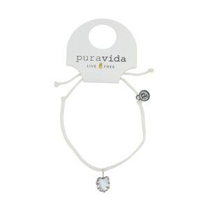 Pura Vida Silver White Mother of Pearl Monstera Bracelet NWT